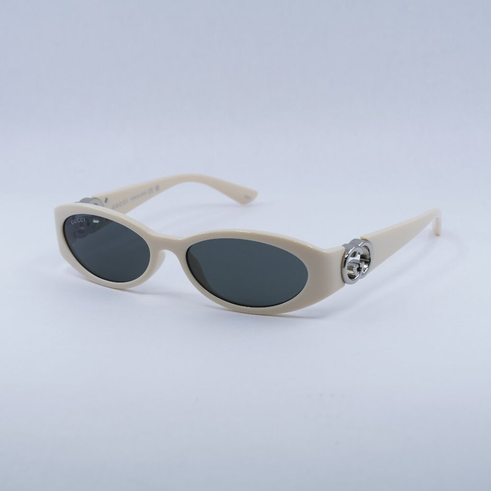 🕶️ New Gucci GG1660S 004 Sunglasses - Shiny Ivory Frame, Grey Lenses